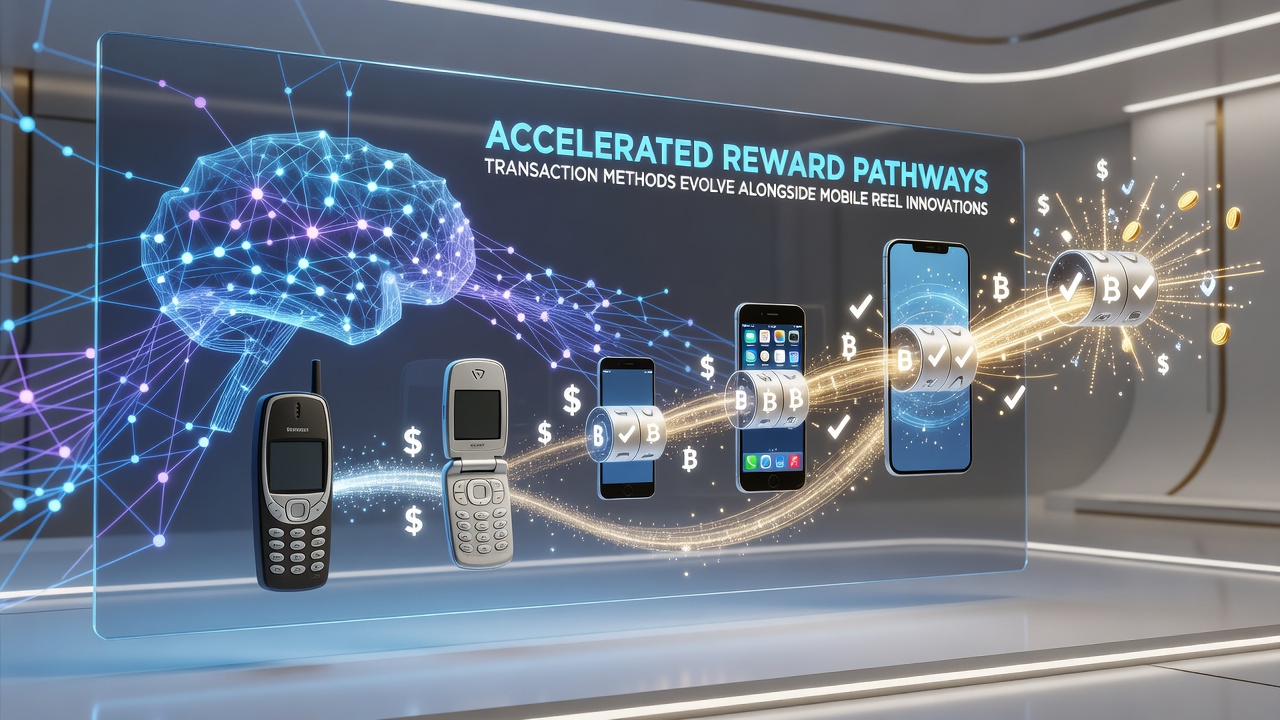 Close-up view of mobile reel game showing synchronized payment confirmation and accumulating reward indicators