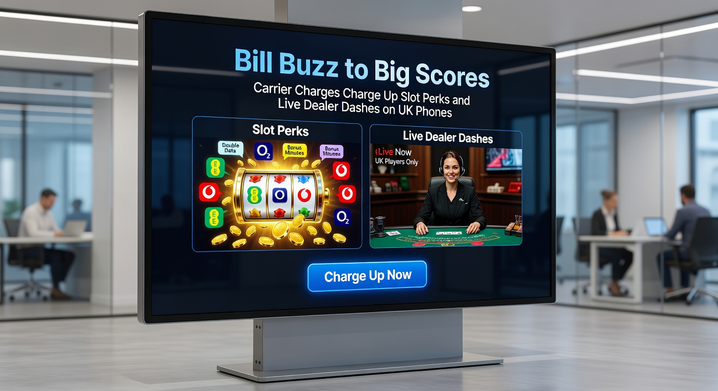 Live dealer table on a mobile device with carrier billing prompt overlay, showing quick deposit leading to bonus chips and game entry