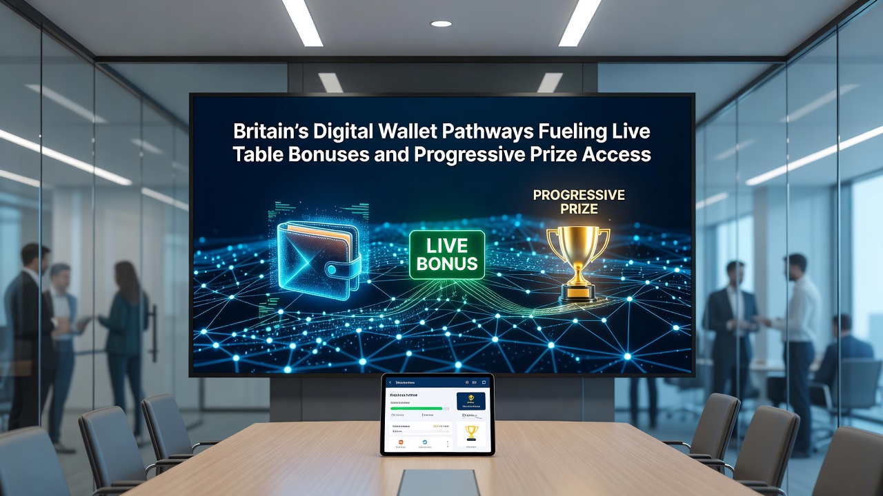 Progressive jackpot meters increasing after digital wallet funded live table bets in a UK online casino