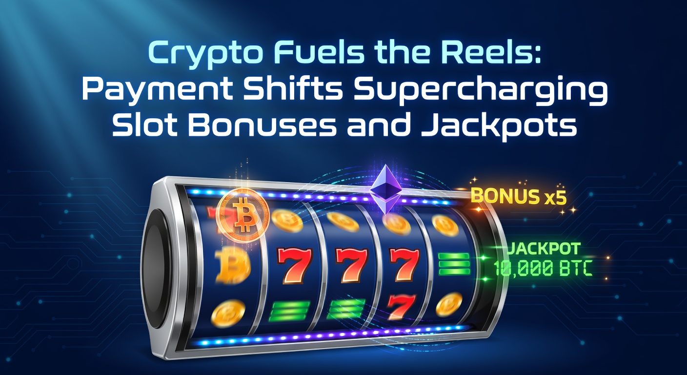 Vibrant slot reels glowing with cryptocurrency symbols like Bitcoin and Ethereum, highlighting jackpot explosions and bonus multipliers