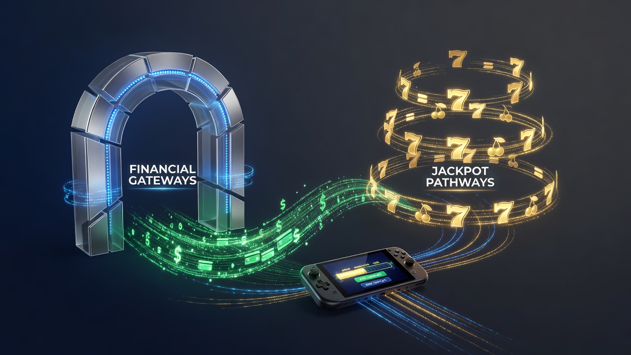 Illustration of data flow between mobile payment gateways and jackpot tracking systems