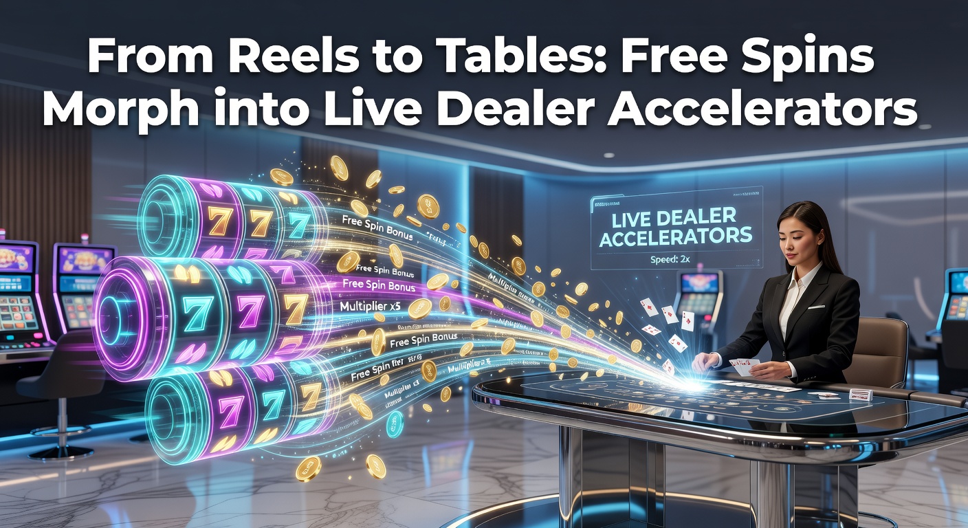 Vibrant digital illustration showing slot reels spinning into a live blackjack table with a dealer waving players in