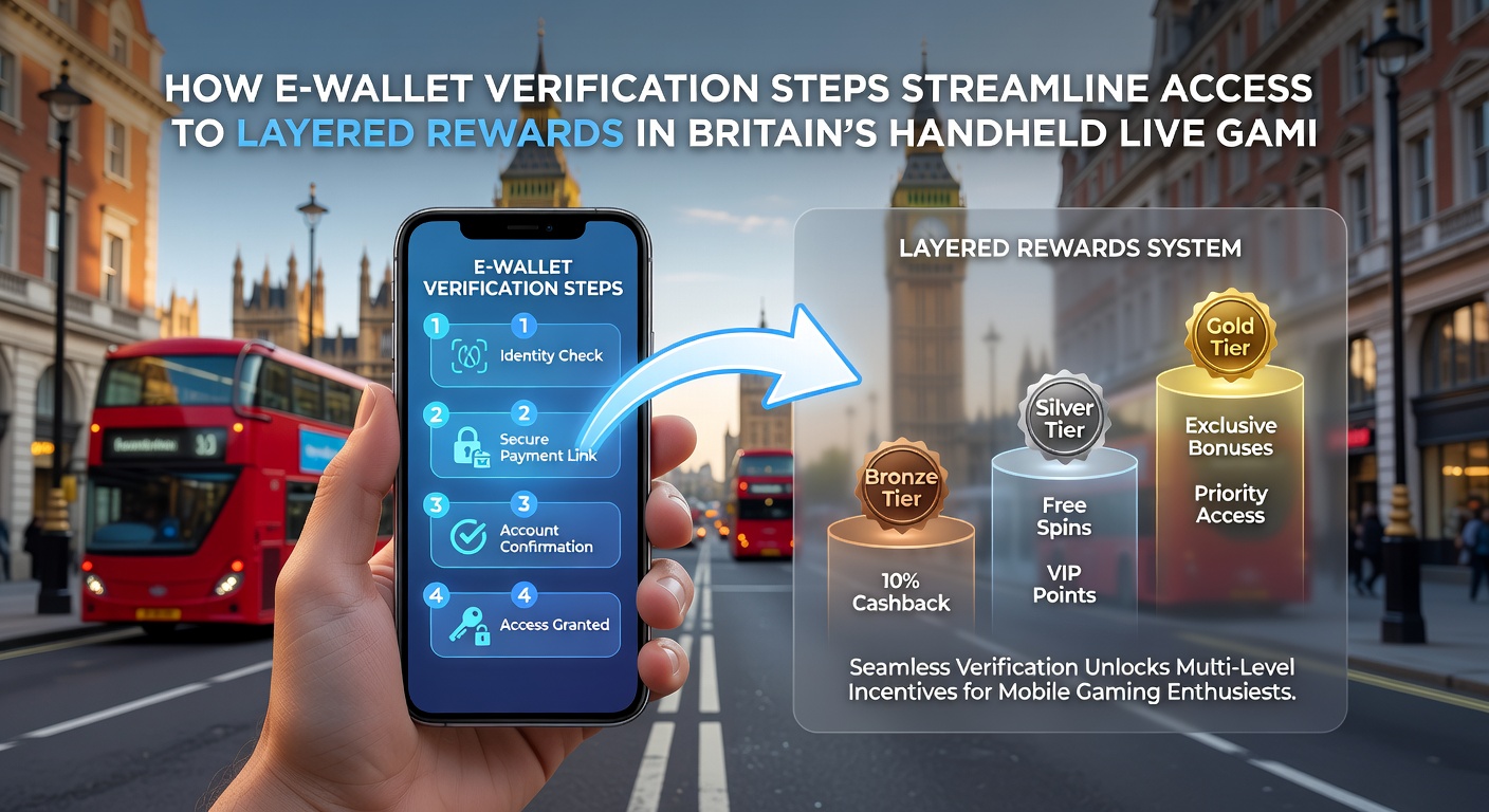 Mobile live gaming interface showing e-wallet verification and layered rewards dashboard on a handheld device