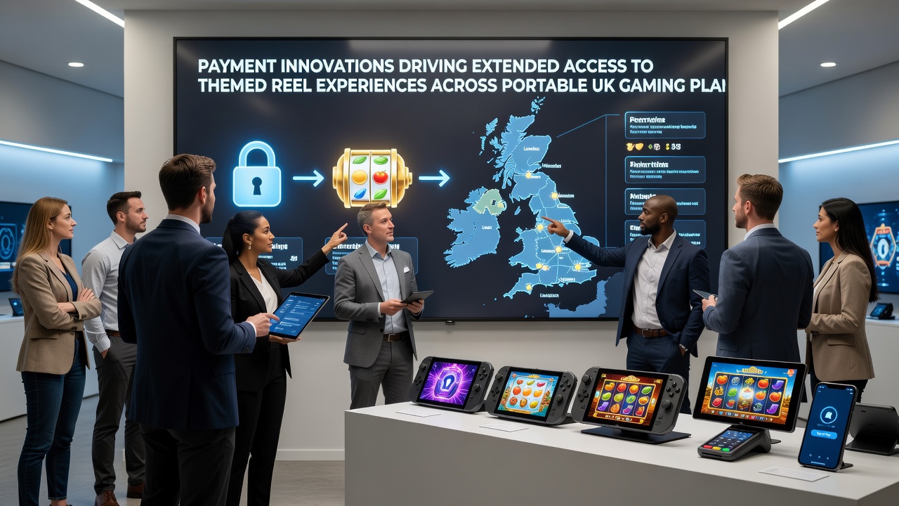 Close-up view of a portable gaming device showing instant payment confirmation during a themed reel session