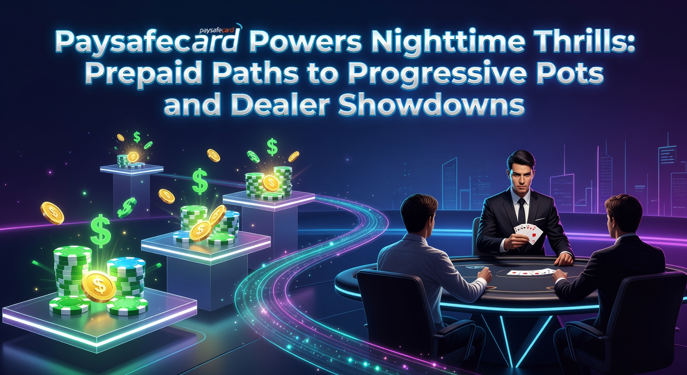 Paysafecard voucher interface on a mobile screen during a nighttime casino session, highlighting secure deposit paths to progressive slot jackpots and live dealer tables