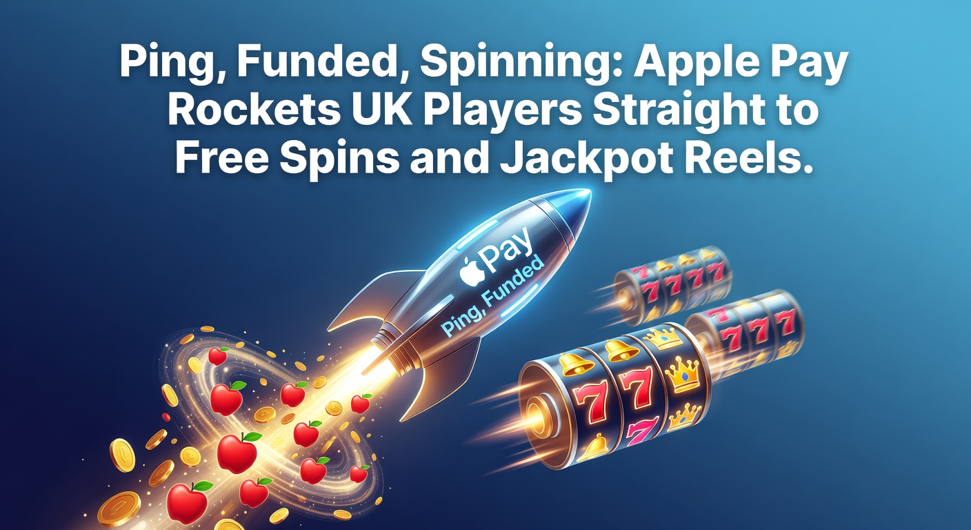 Smartphone displaying Apple Pay deposit confirmation amid vibrant slot reels and free spins bonuses