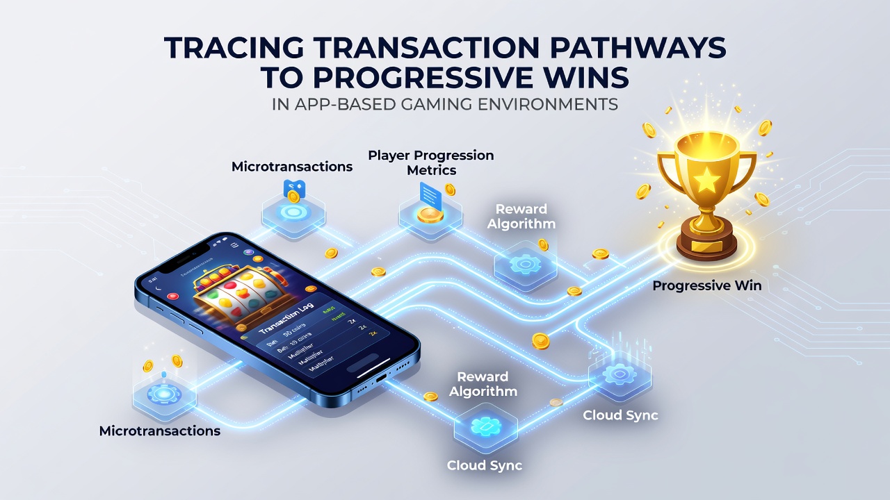 Analytics dashboard illustrating transaction pathways and progressive win distributions in gaming apps